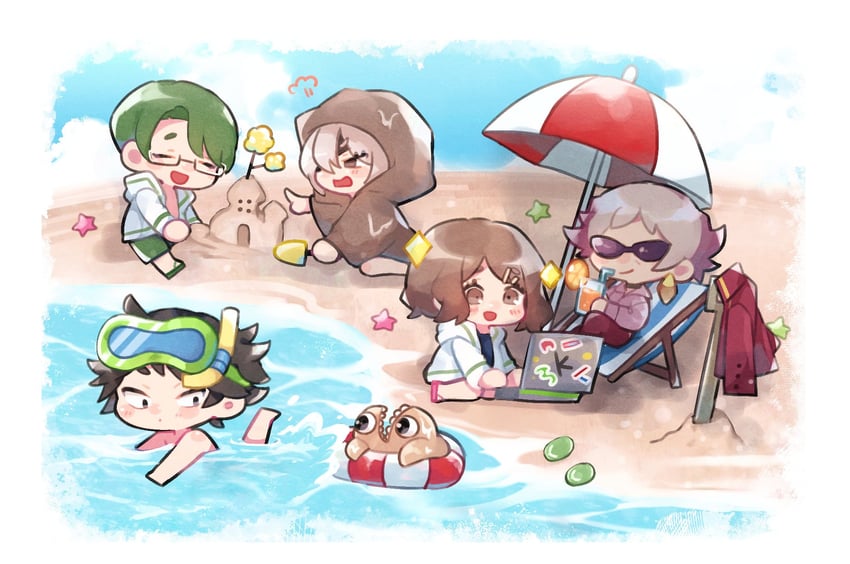 dongbaek, dongrang, bongy, samjo, shrenne, and 1 more (project moon and 1 more) drawn by maru_(rabbitpotion)