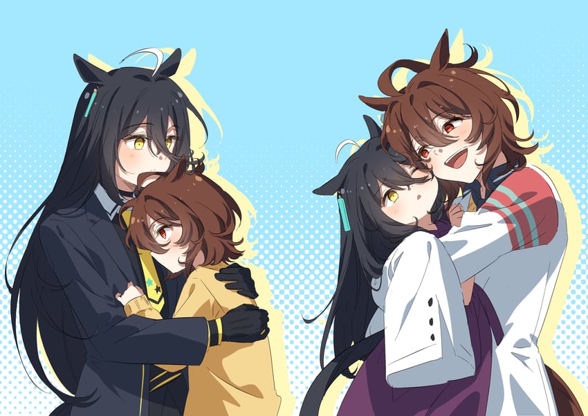 agnes tachyon and manhattan cafe (umamusume) drawn by duck_sal