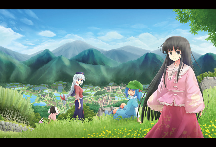 reisen udongein inaba, kawashiro nitori, houraisan kaguya, inaba tewi, and yagokoro eirin (touhou) drawn by morioka_itari