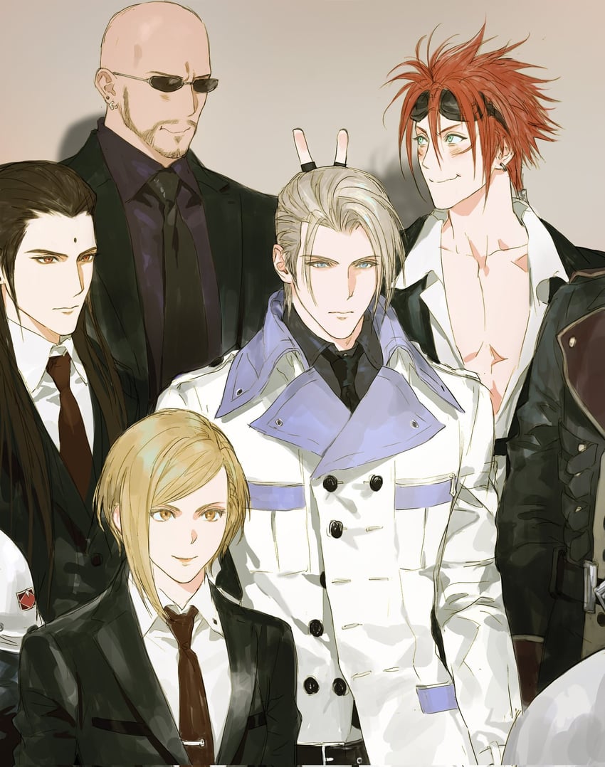 reno, tseng, rufus shinra, rude, elena, and 2 more (final fantasy and 3 more) drawn by quxiaochong
