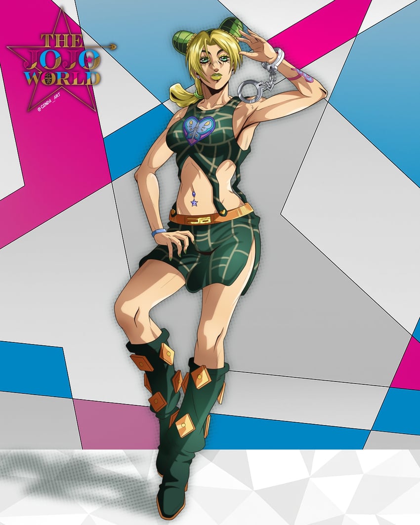 kujo jolyne (jojo no kimyou na bouken and 1 more) drawn by genda_art