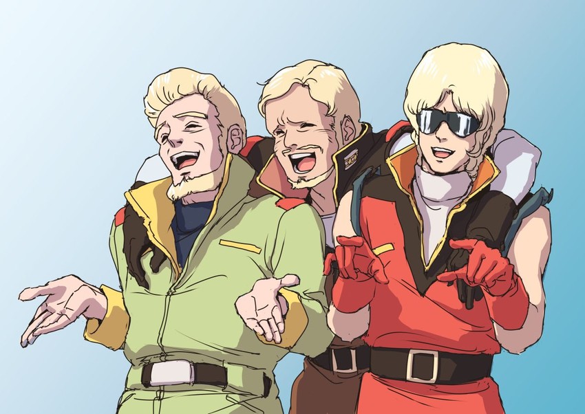 quattro bajeena, henken bekkener, and blex forer (gundam and 2 more) drawn by teikoku_jokyoku