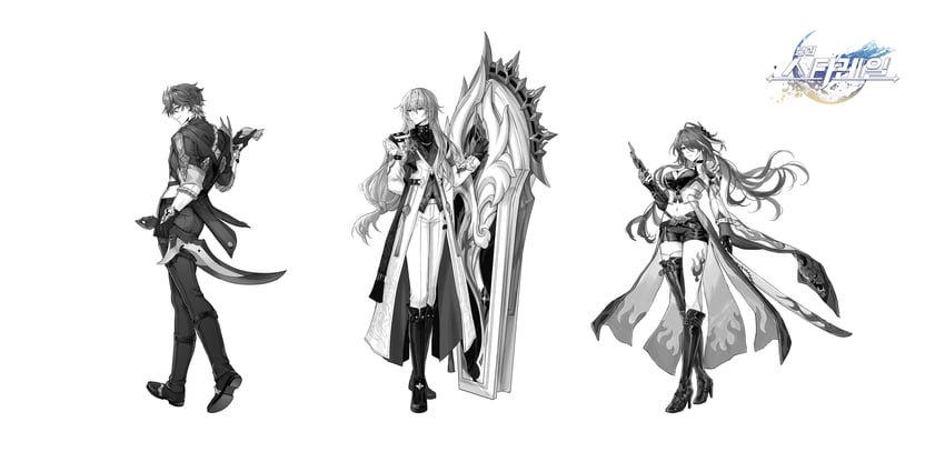 acheron, sampo koski, and luocha (honkai and 1 more) drawn by fractalmagnolia