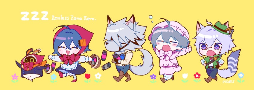 belle, wise, eous, von lycaon, and seth lowell (zenless zone zero and 1 more) drawn by vm0du