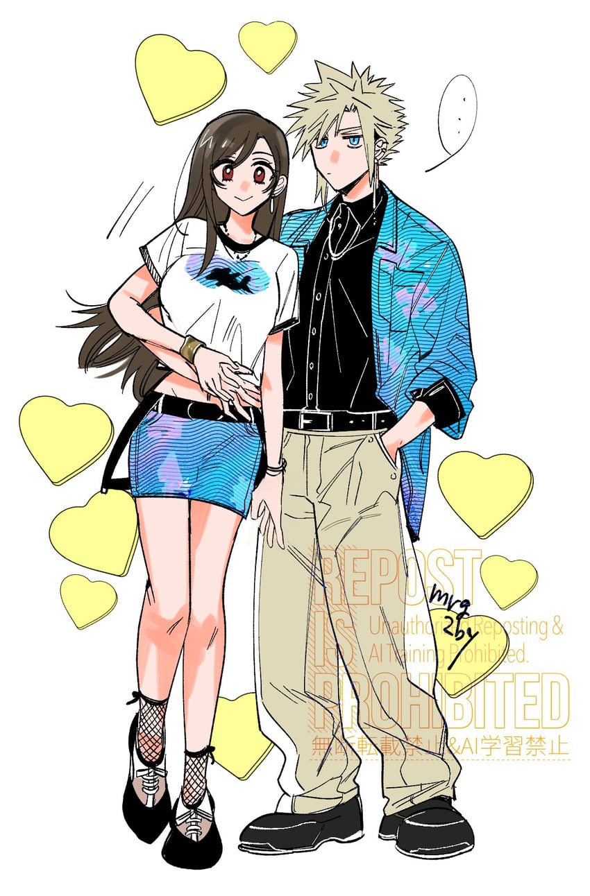tifa lockhart and cloud strife (final fantasy and 1 more) drawn by mrg2by