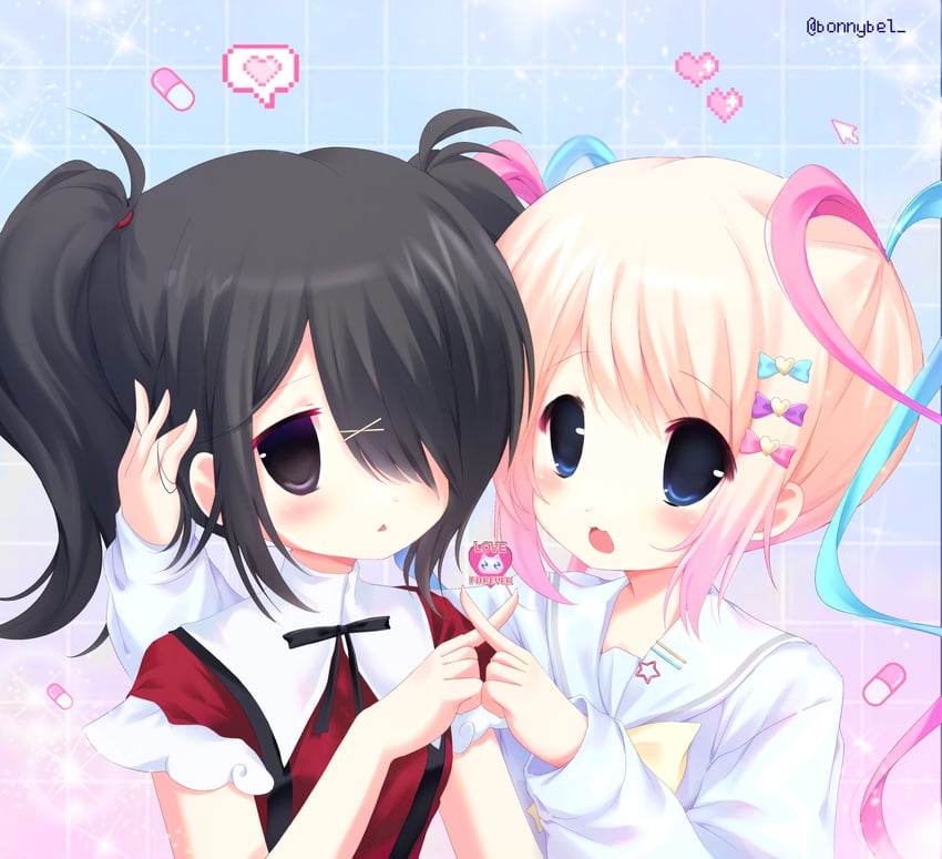 chouzetsusaikawa tenshi-chan, ame-chan, and pien cat (needy girl overdose) drawn by jelly_(bonnybel)