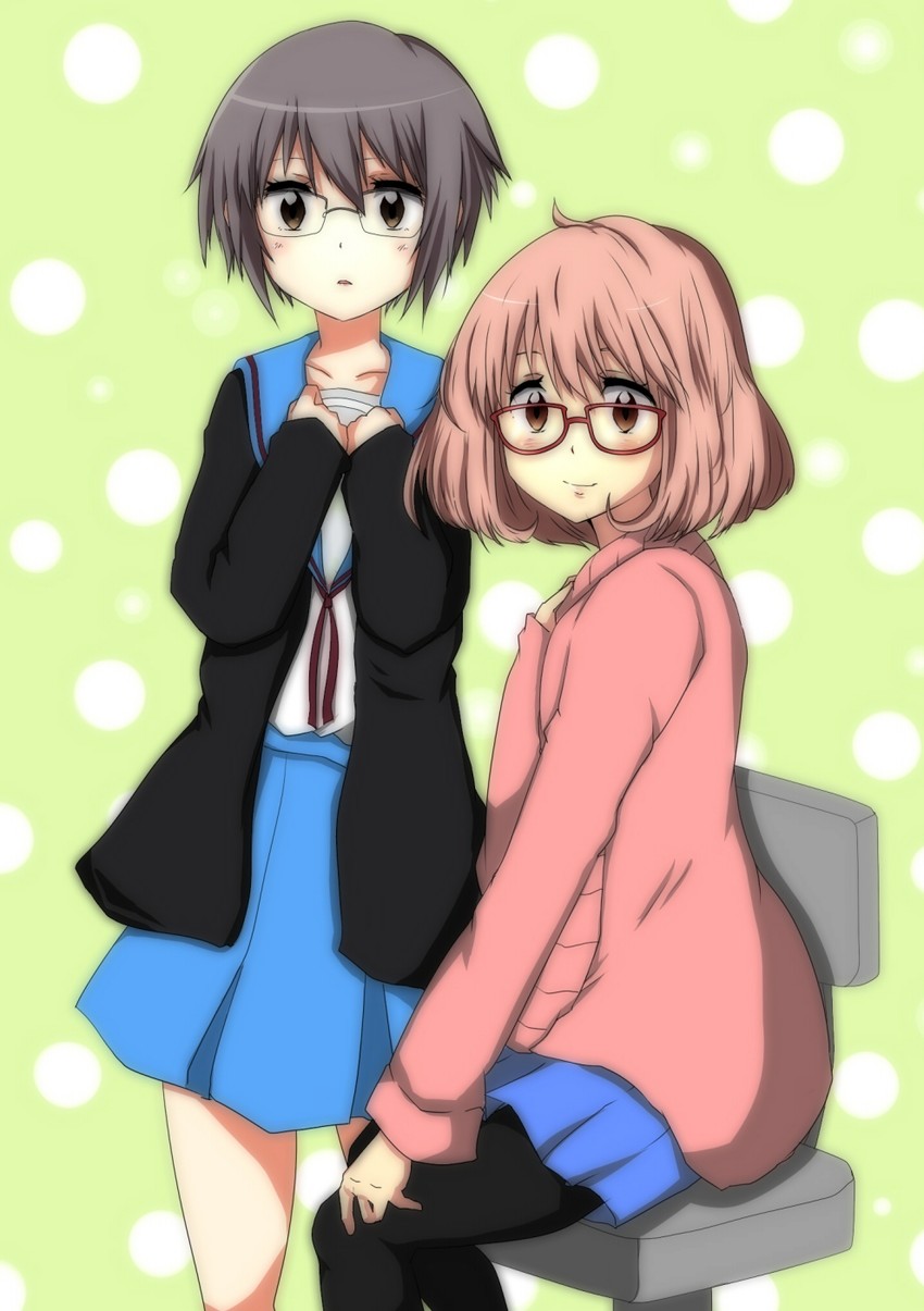 nagato yuki and kuriyama mirai (suzumiya haruhi no yuuutsu and 2 more) drawn by a.ringo