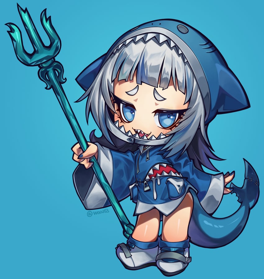 gawr gura (hololive and 1 more) drawn by waa153