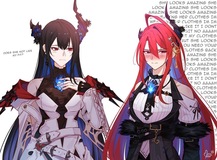 nerissa ravencroft and elizabeth rose bloodflame (hololive and 1 more) drawn by paw_chie