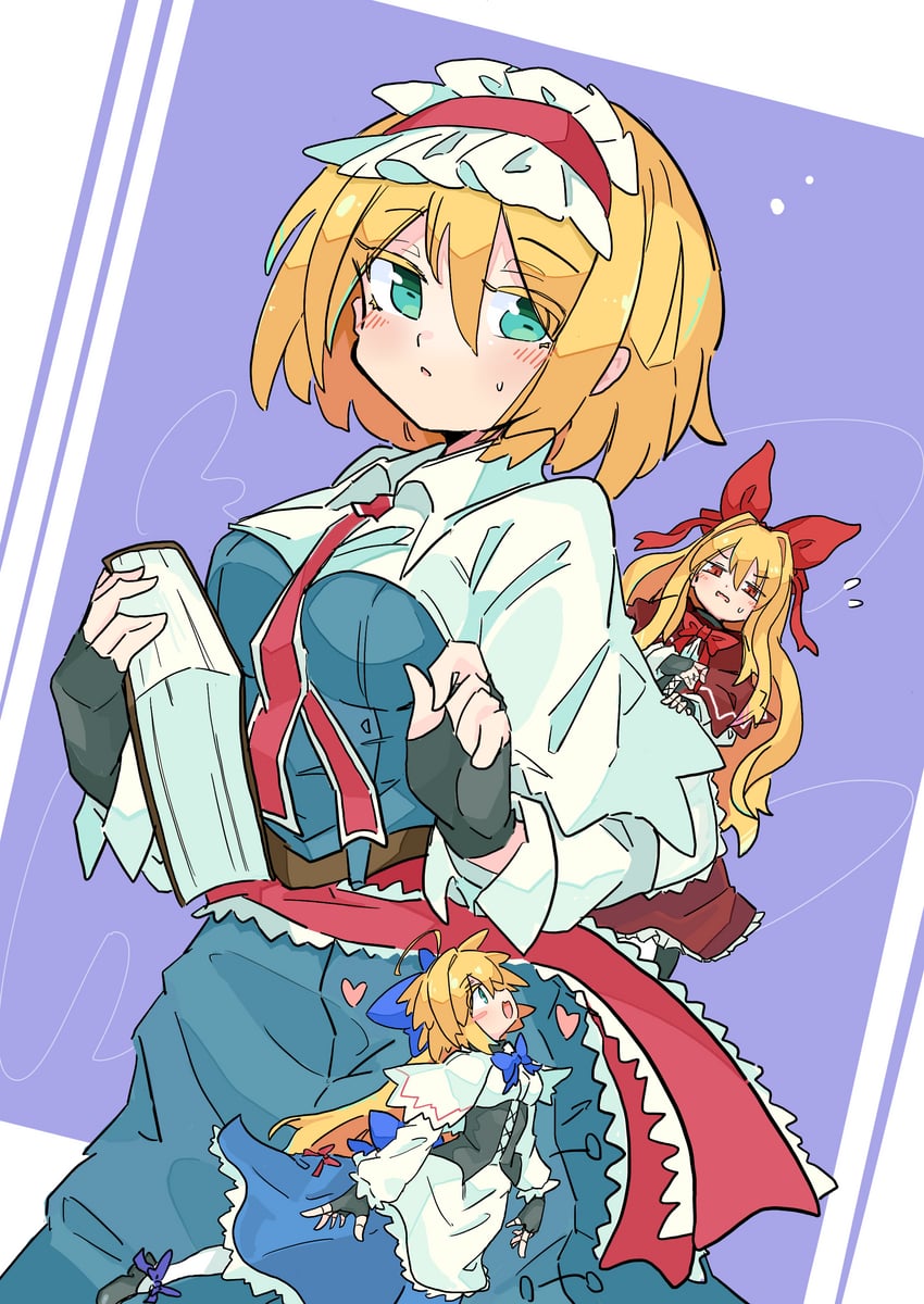 alice margatroid, shanghai doll, and hourai doll (touhou) drawn by tatutaniyuuto