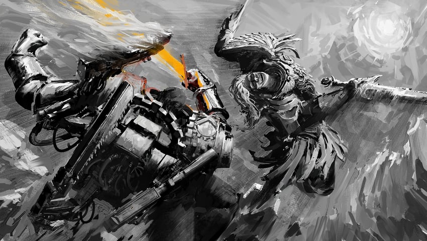 fulgrim and ferrus manus (warhammer 40k) drawn by tibz-ollier