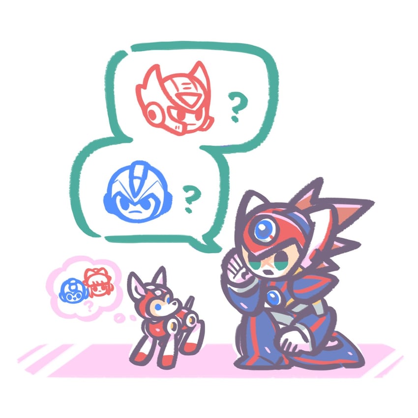 zero, roll, x, mega man, axl, and 1 more (mega man and 1 more) drawn by laser-lance