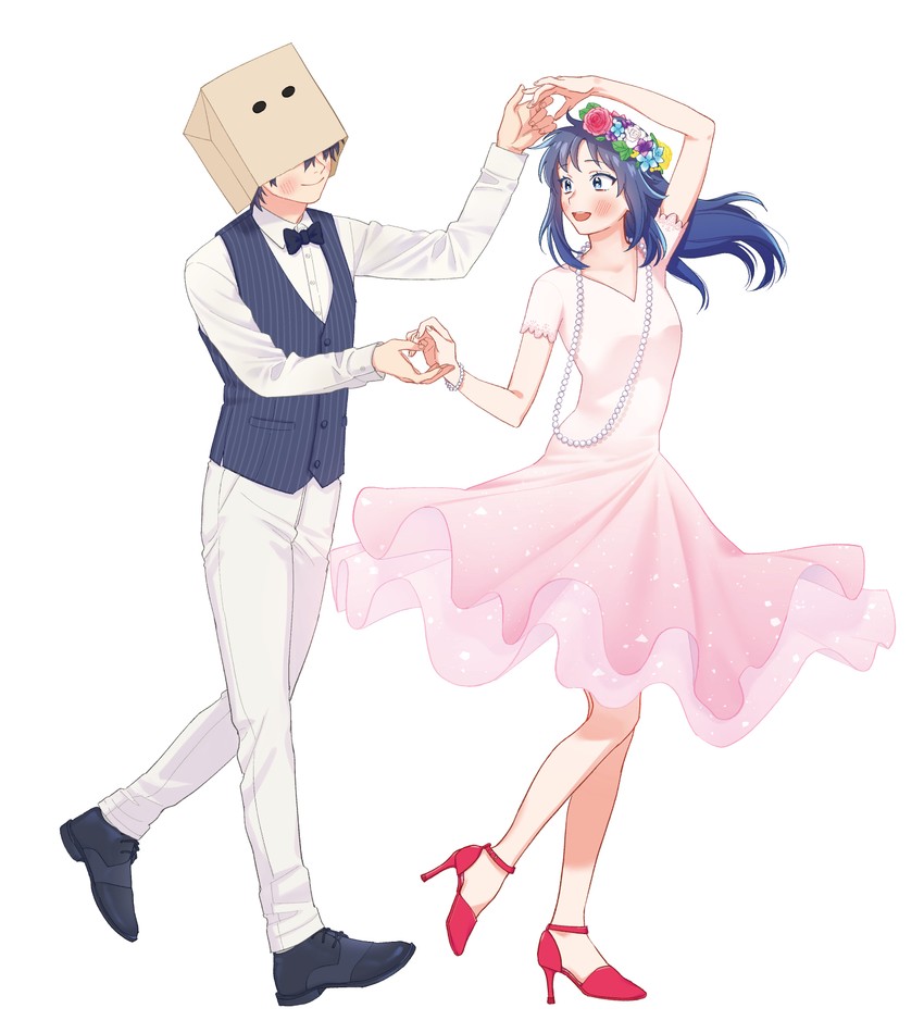 kamibukuro-kun and asagi umi (kamibukuro-kun wa koishiteru) drawn by amaebi_riko