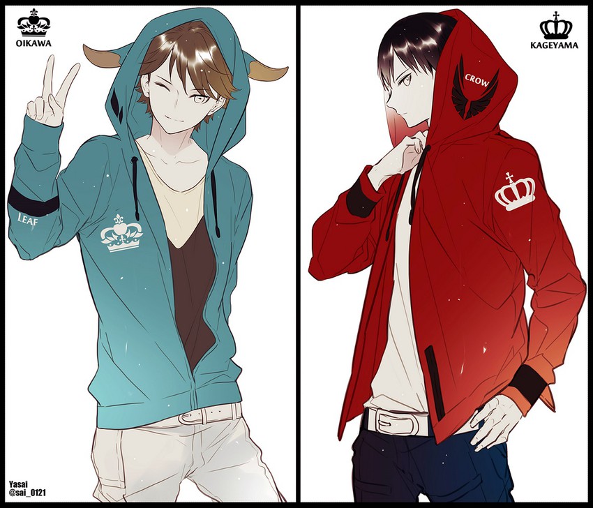 kageyama tobio and oikawa tooru (haikyuu!!) drawn by yasai_(getsu)