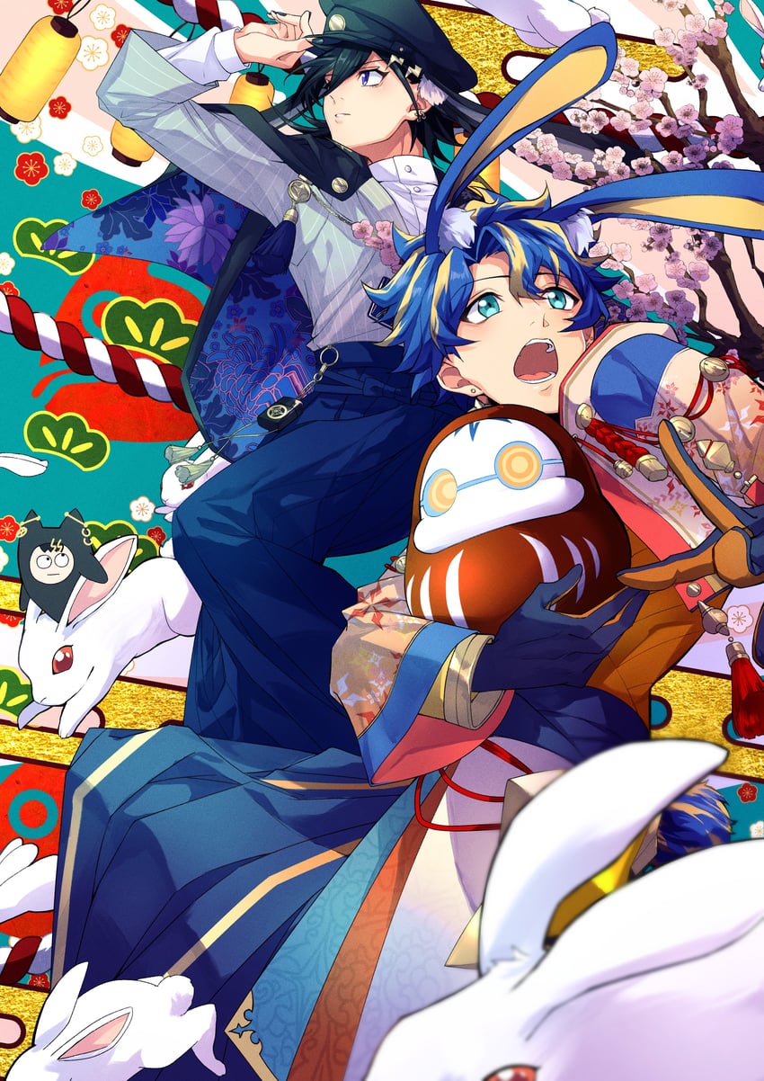 astel leda, kanade izuru, and poruneu (holostars) drawn by akaie11