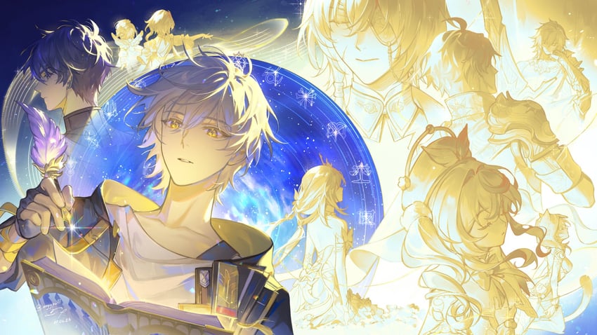 trailblazer, caelus, dan heng, castorice, phainon, and 6 more (honkai and 1 more) drawn by angypuff