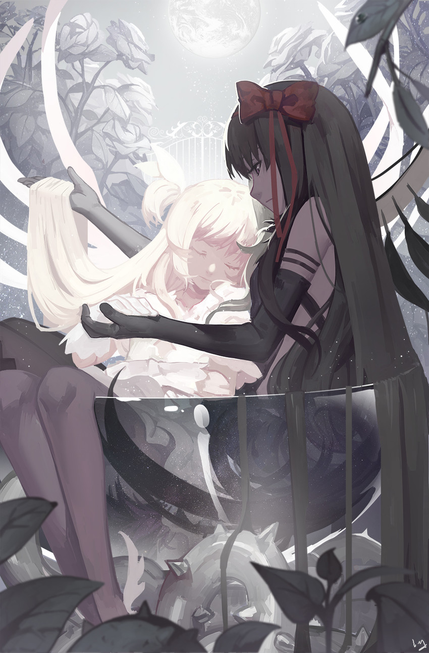 akemi homura, kaname madoka, ultimate madoka, and akuma homura (mahou shoujo madoka magica and 1 more) drawn by club3