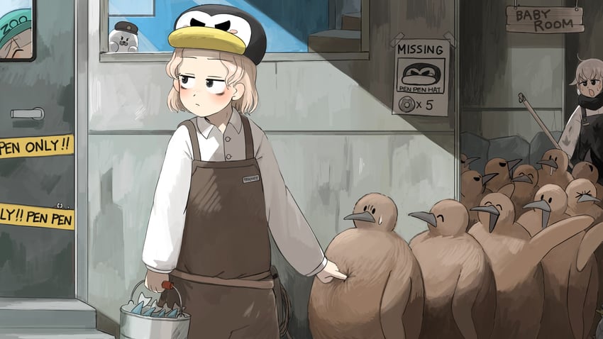 penguin keeper, seal keeper, and eyebags keeper (zookeepers) drawn by diva_(hyxpk)