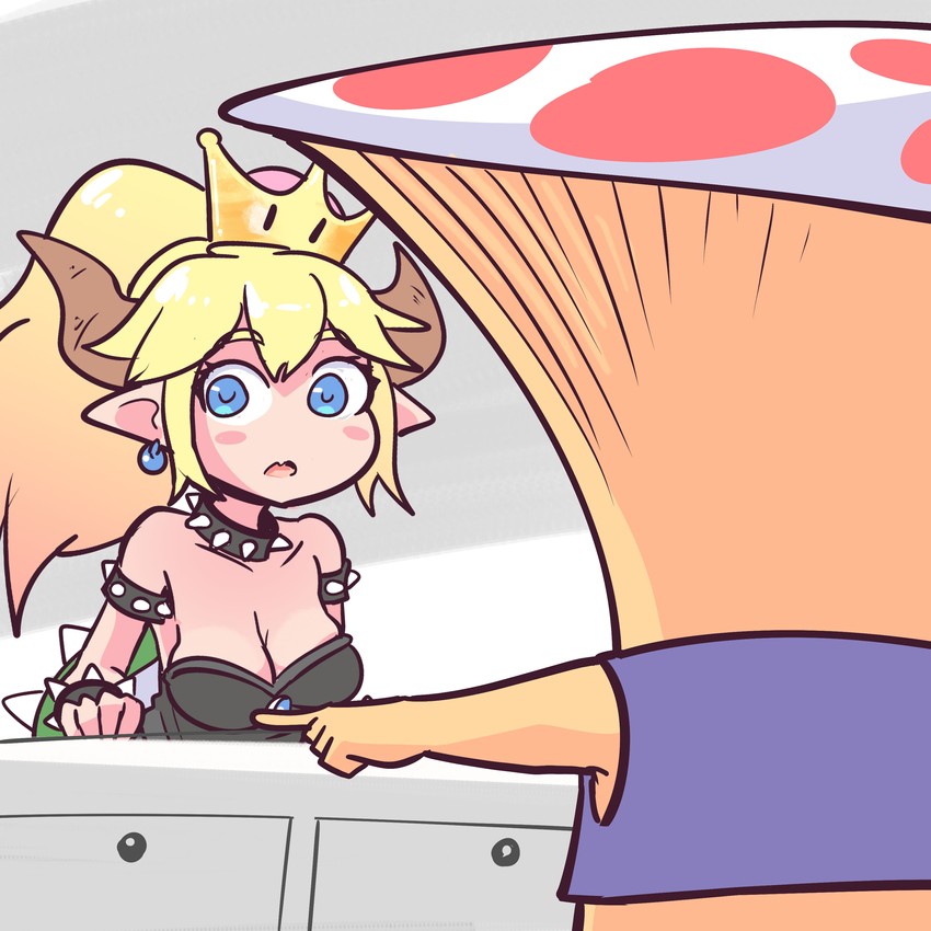 bowsette, toad, and mushroom parent (mario and 3 more) drawn by gimme2000