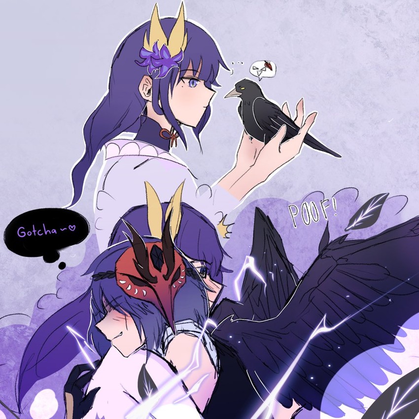 raiden shogun and kujou sara (genshin impact) drawn by chaoticchowder