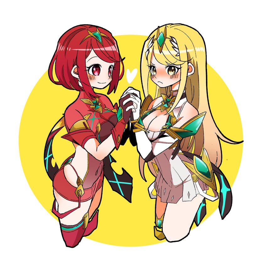 pyra and mythra (xenoblade chronicles and 1 more) drawn by kaneda_tamago