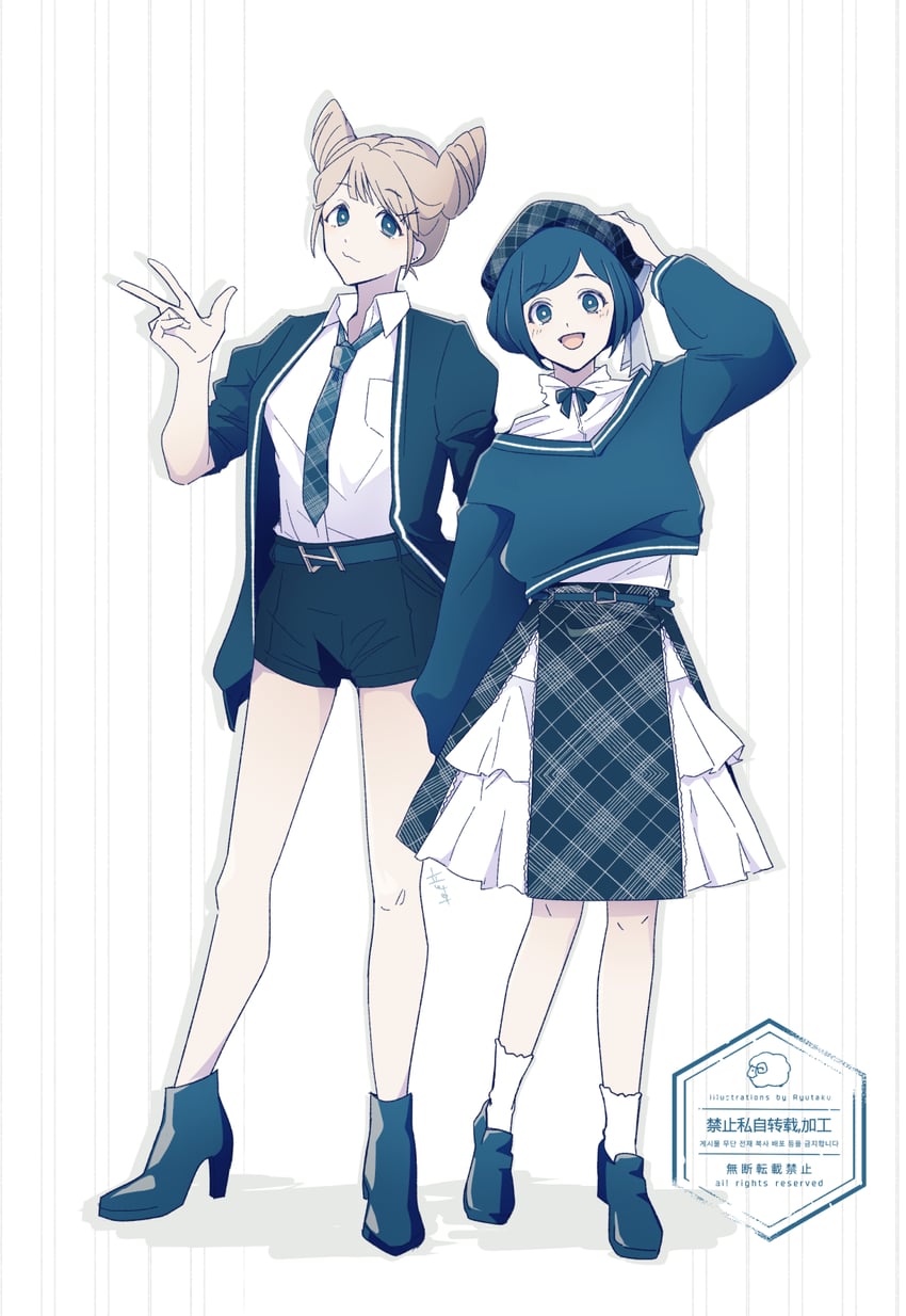 fukurai azami and tomarigi yasumi (toshi densetsu kaitai center) drawn by ryutaku