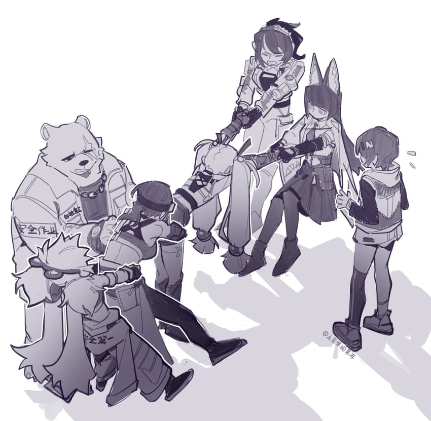 hoshimi miyabi, belle, zhu yuan, qingyi, grace howard, and 2 more (zenless zone zero) drawn by tudouwei_de_guodong
