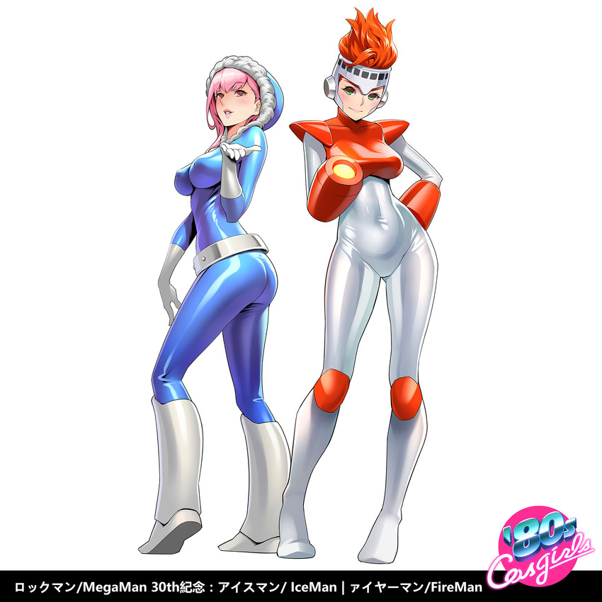 ice man and fire man (mega man and 1 more) drawn by one3four!