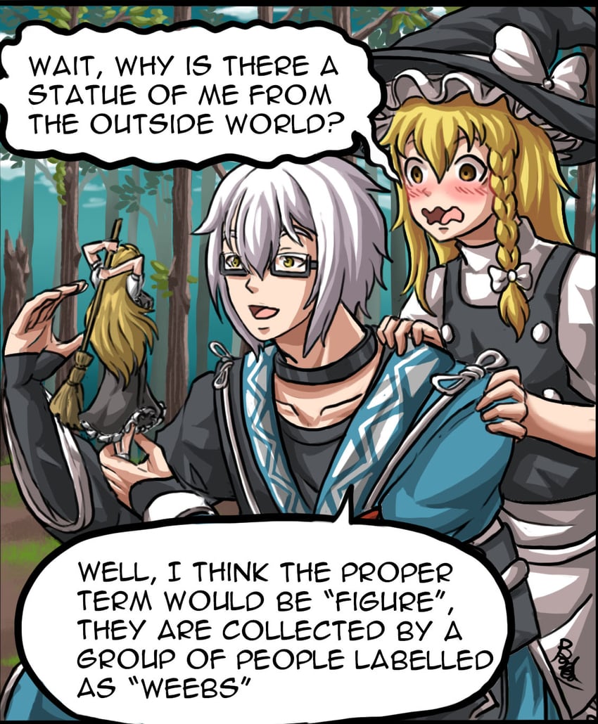 kirisame marisa and morichika rinnosuke (touhou) drawn by buhbuhbored