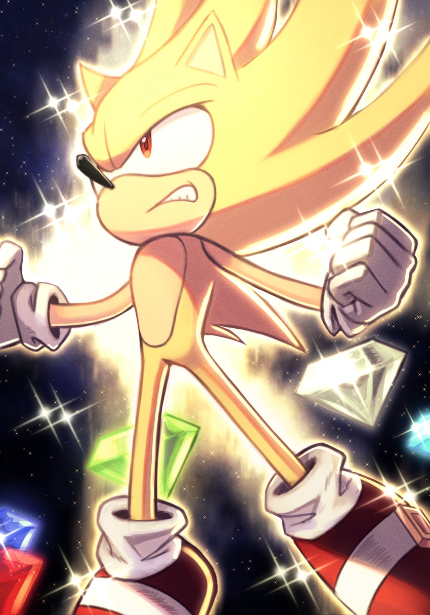 sonic the hedgehog and super sonic (sonic) drawn by silverchariotx