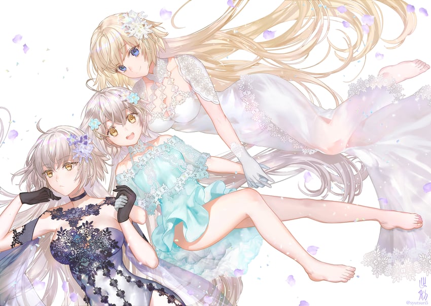 jeanne d'arc alter, jeanne d'arc, and jeanne d'arc alter santa lily (fate and 2 more) drawn by shutsuri