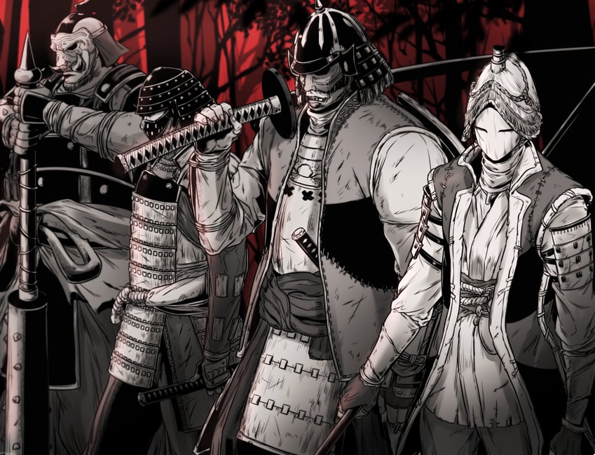 kensei, shugoki, nobushi, and orochi (for honor) drawn by muu1519