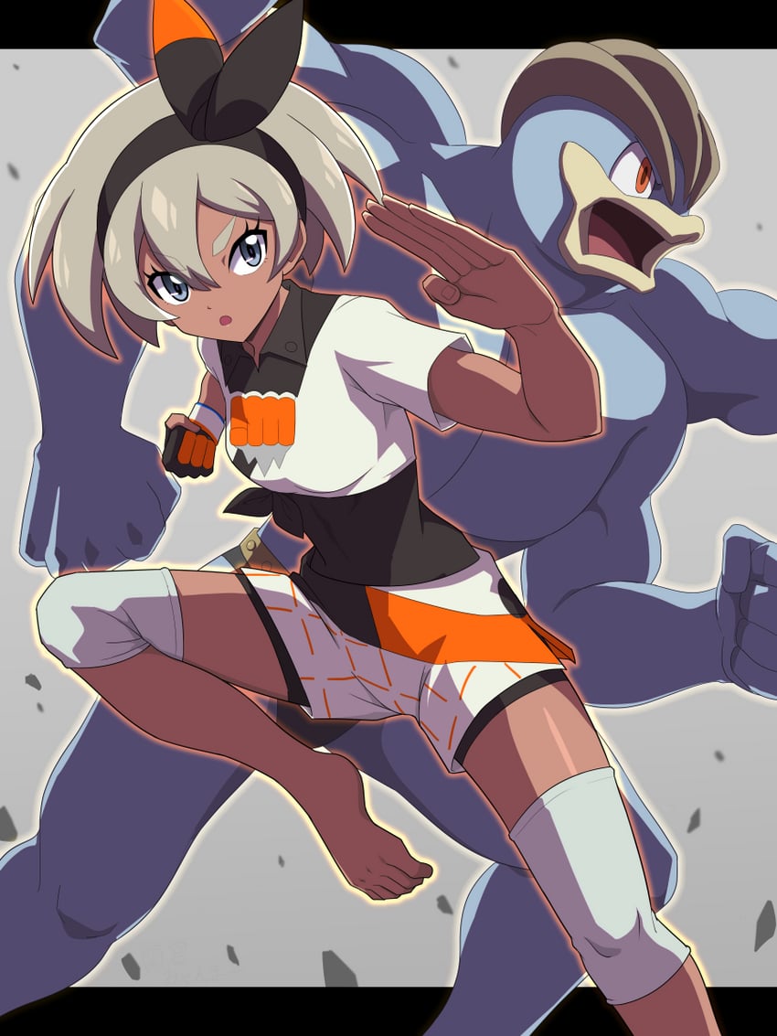 bea and machamp (pokemon and 1 more) drawn by mamiya_myanmar