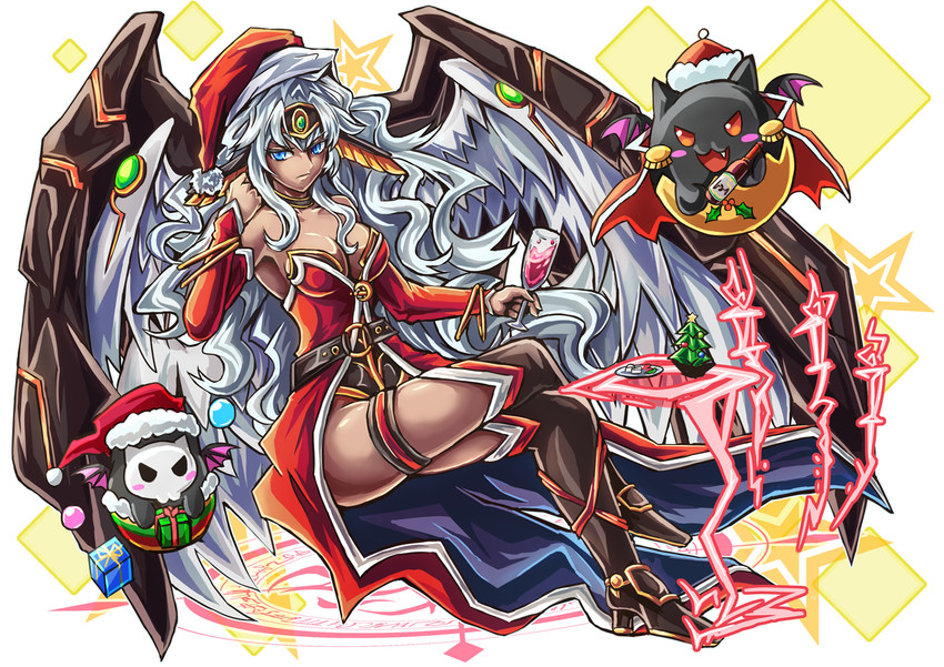 dark angel metatron, chibidra, and king devitama (puzzle & dragons) drawn by dashinoya