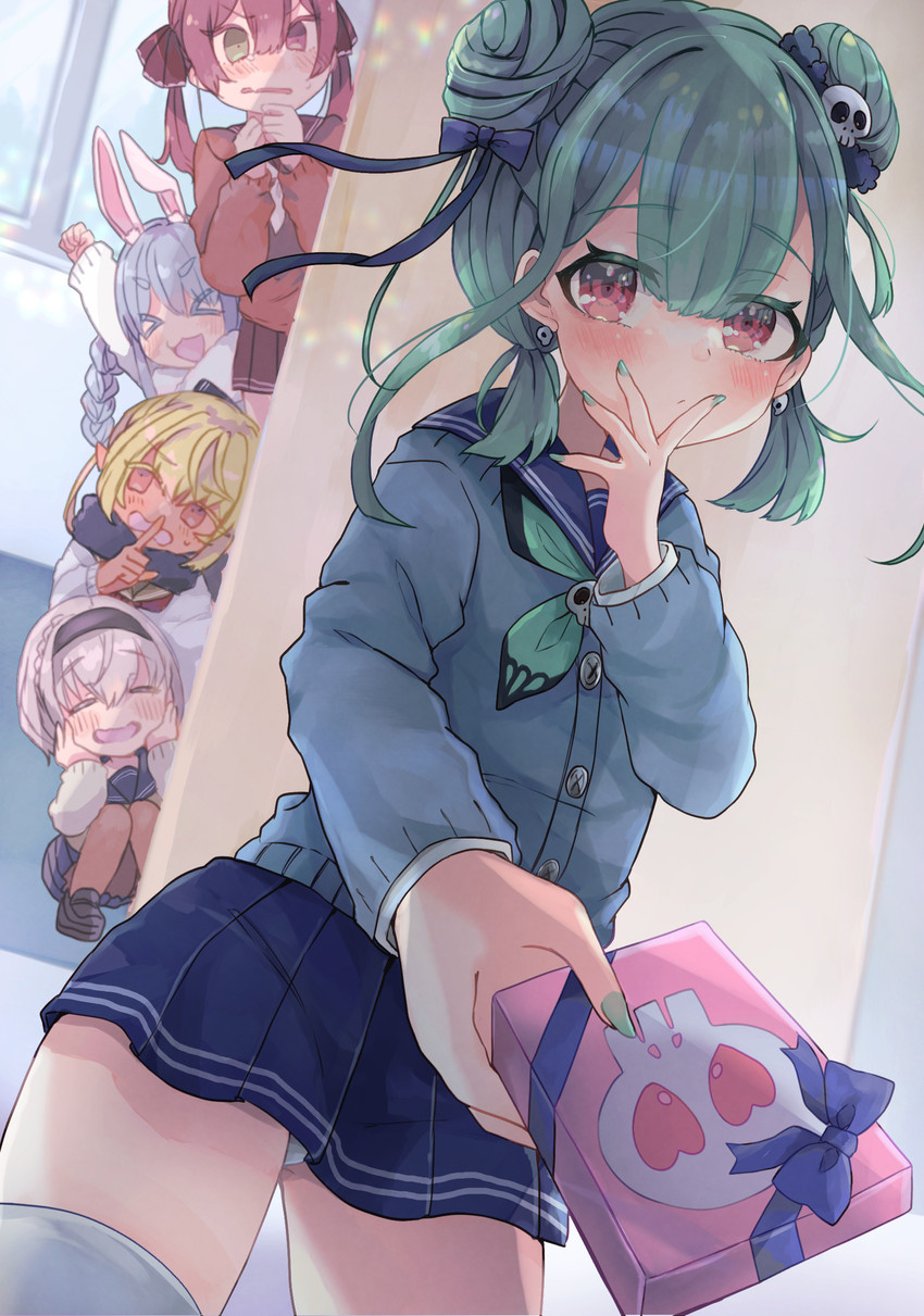 houshou marine, usada pekora, shirogane noel, shiranui flare, and uruha rushia (hololive) drawn by nemuta_muu