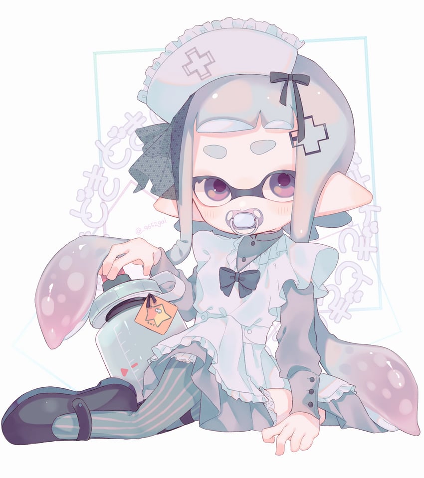 inkling player character and inkling girl (splatoon) drawn by sabata_saba
