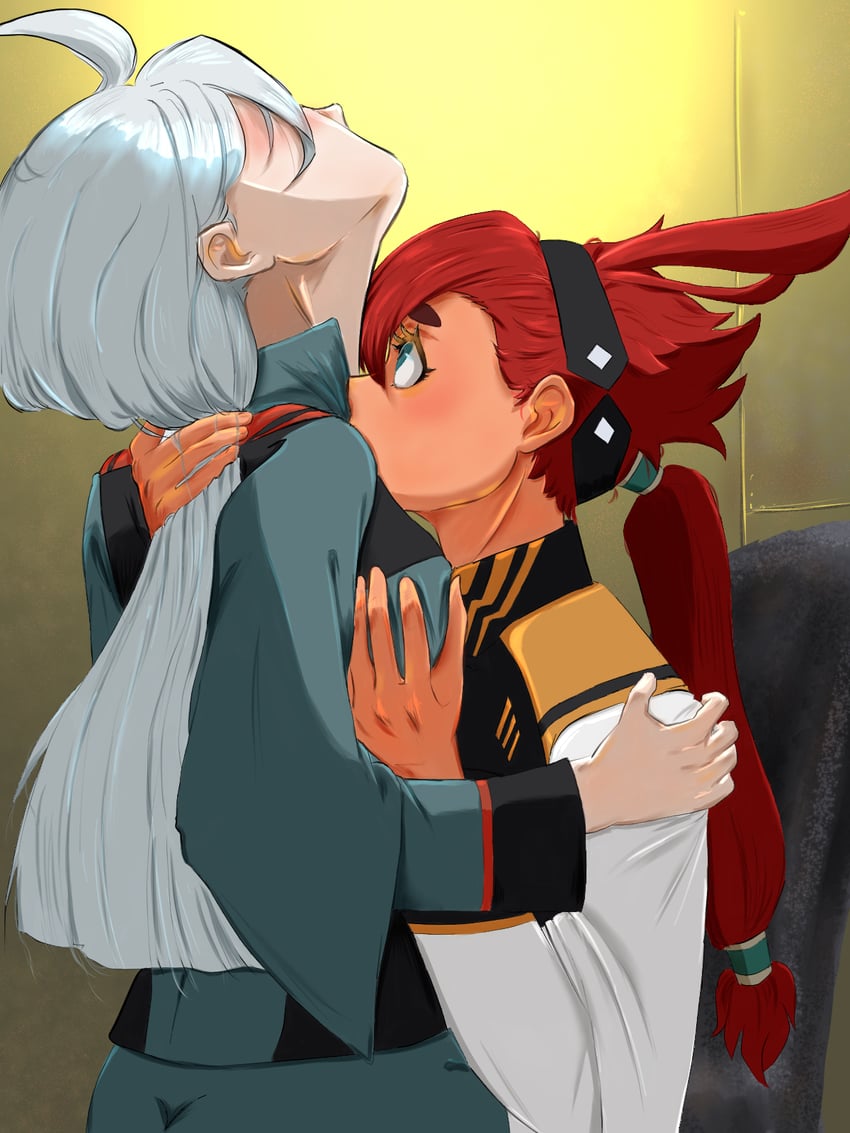 suletta mercury and miorine rembran (gundam and 1 more) drawn by jade_stern