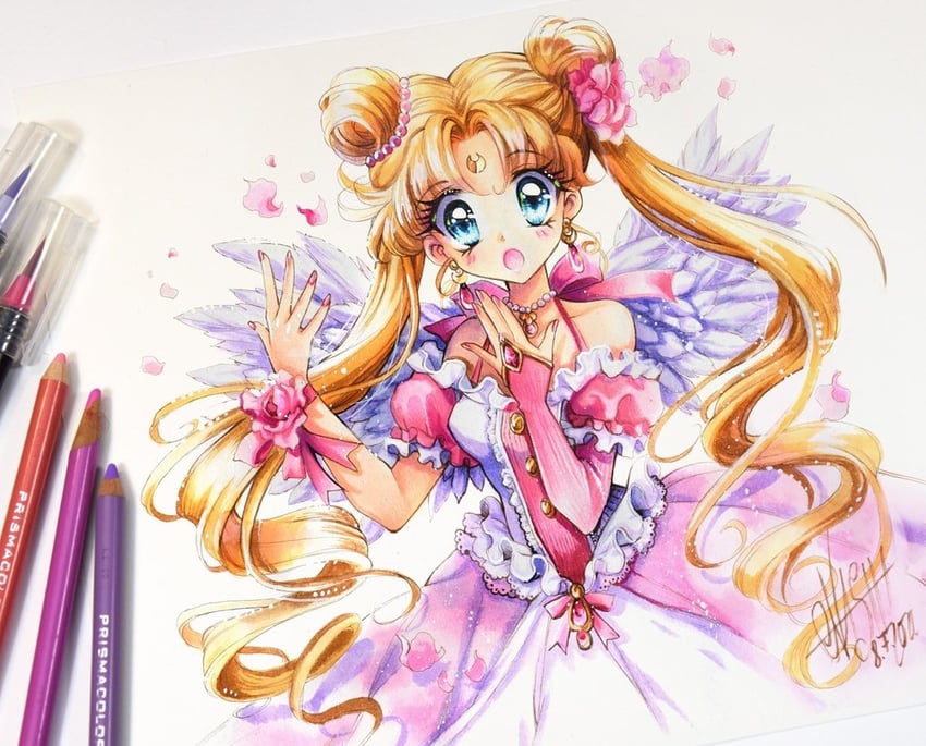 tsukino usagi and sailor moon (bishoujo senshi sailor moon) drawn by nashi_juni