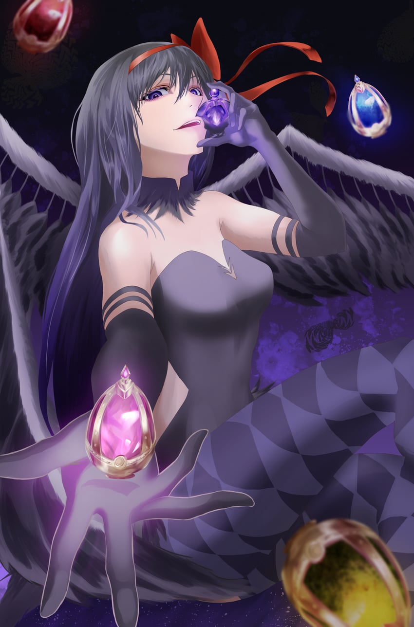 akemi homura and akuma homura (mahou shoujo madoka magica and 1 more) drawn by ryo_(r9030397)