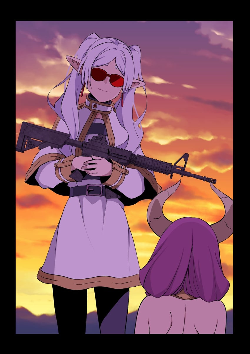 frieren and aura (sousou no frieren and 1 more) drawn by yasehattagi