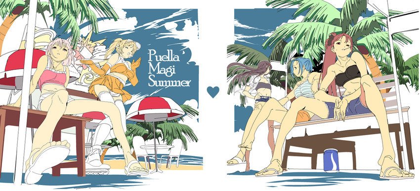 akemi homura, kaname madoka, miki sayaka, sakura kyoko, and tomoe mami (mahou shoujo madoka magica) drawn by edoya_inuhachi