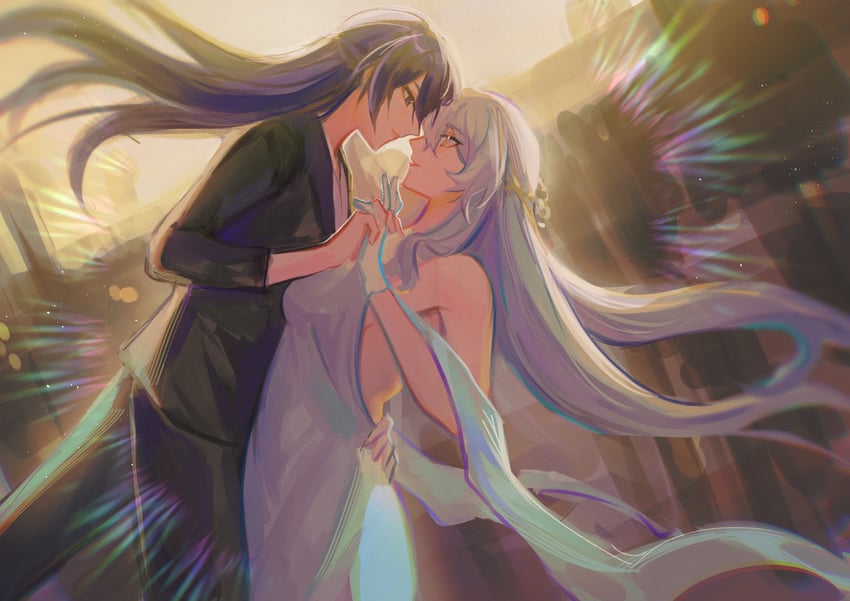 acheron and black swan (honkai and 1 more) drawn by tomodurien