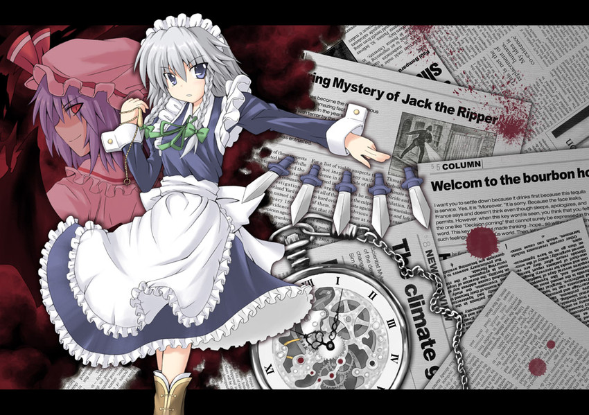 remilia scarlet and izayoi sakuya (touhou) drawn by iseki_mitsuharu