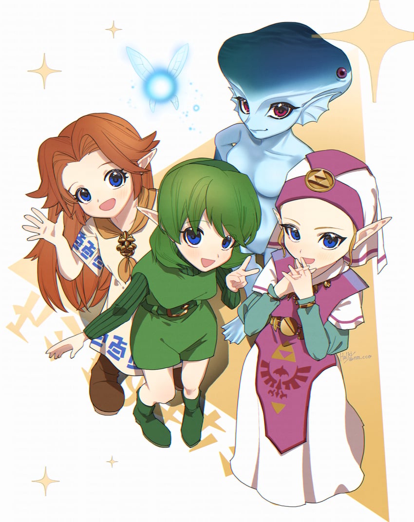 princess zelda, navi, saria, malon, young zelda, and 1 more (the legend of zelda and 1 more) drawn by ao_haruki