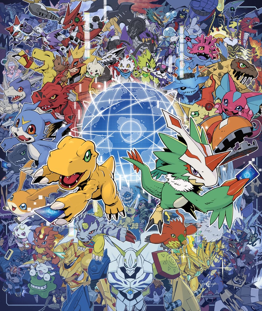 agumon, omegamon, patamon, gabumon, terriermon, and 70 more (digimon and 12 more) drawn by sasasi