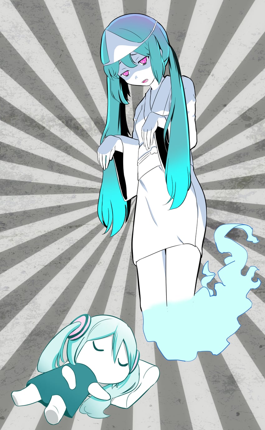 hatsune miku and aimaina (vocaloid and 1 more) drawn by pinocchio-p