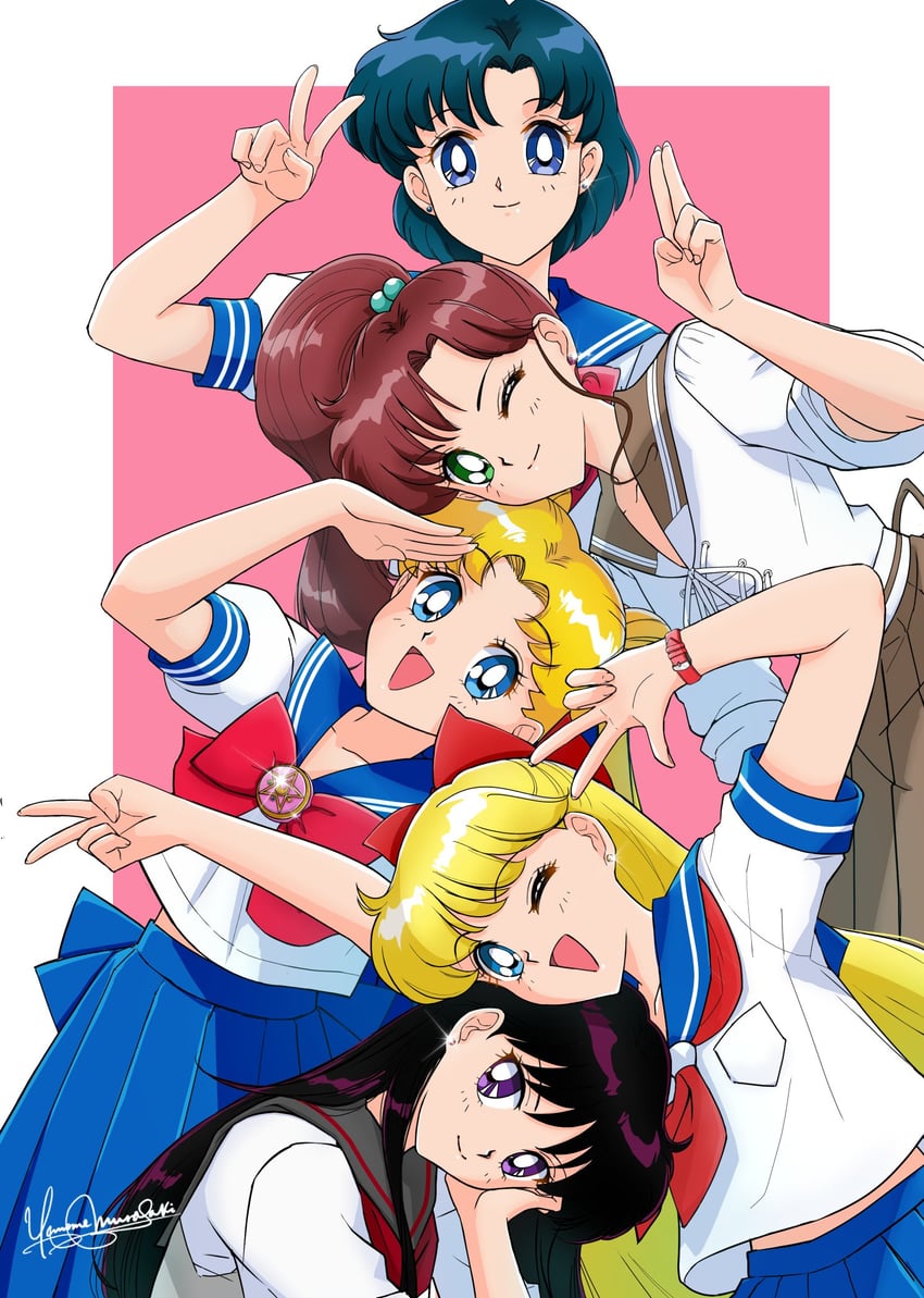 tsukino usagi, mizuno ami, aino minako, hino rei, and kino makoto (bishoujo senshi sailor moon) drawn by dj_jdite