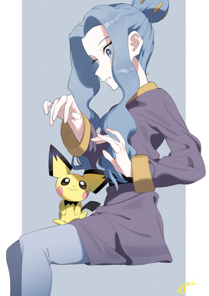 pichu and sanqua (pokemon and 1 more) drawn by aoi_(altea0923)