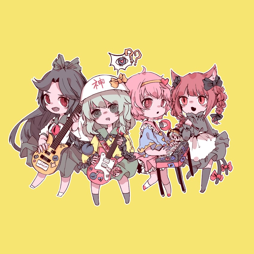 komeiji koishi, komeiji satori, kaenbyou rin, and reiuji utsuho (touhou) drawn by makihako_bunko
