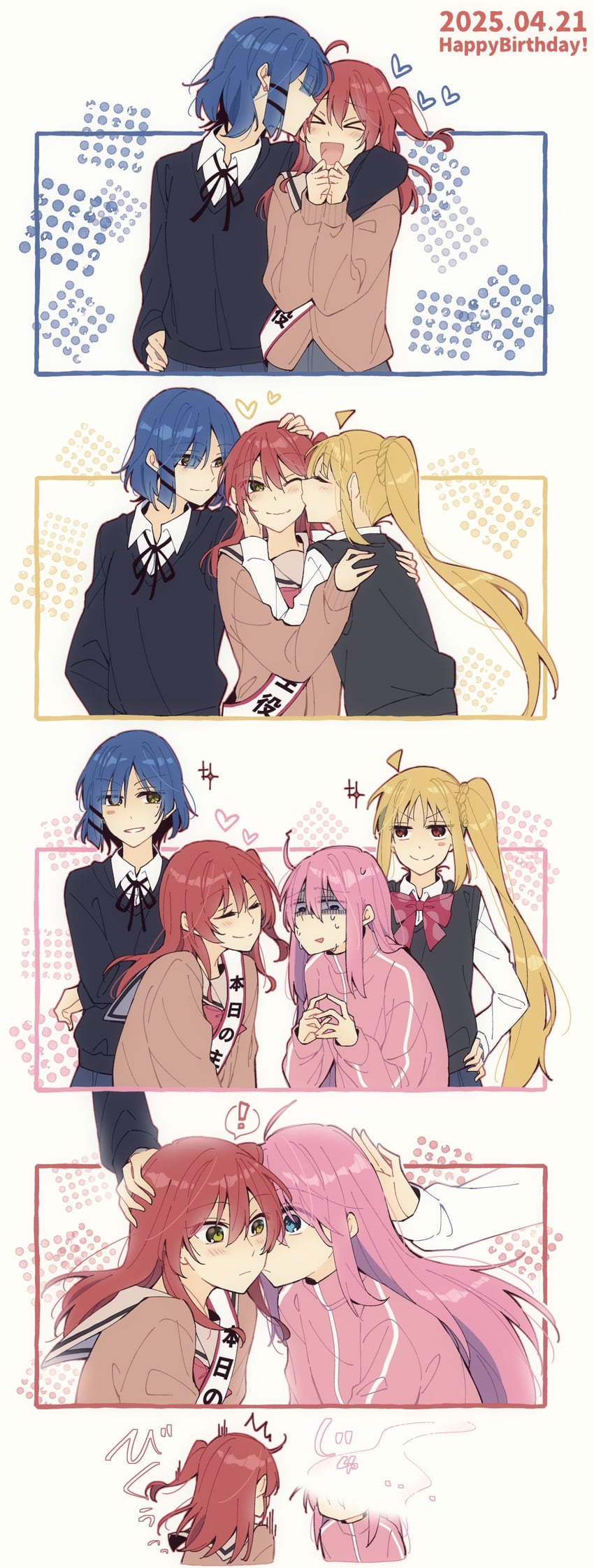 gotoh hitori, kita ikuyo, ijichi nijika, and yamada ryo (bocchi the rock!) drawn by yuuta_(monochrome)